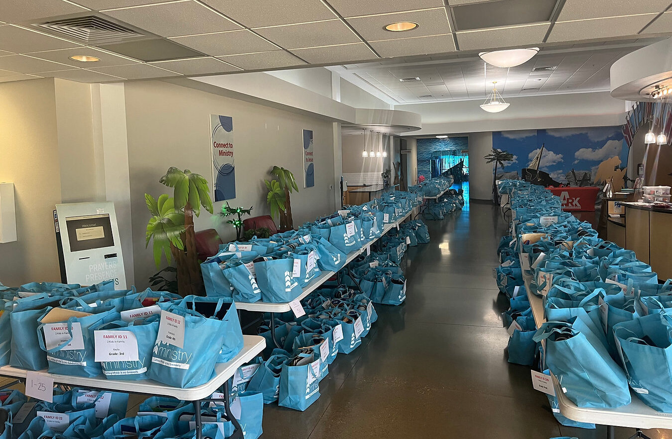 Room Full of Donation Bags